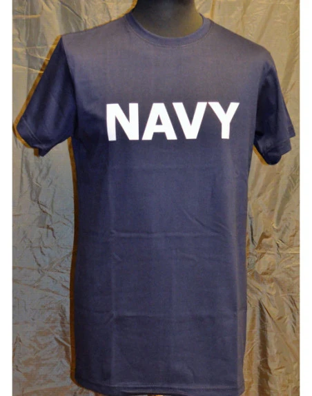 RAVEN - T-shirt, Marineblå med NAVY tryk på bryst