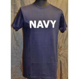 RAVEN - T-shirt, Marineblå med NAVY tryk på bryst