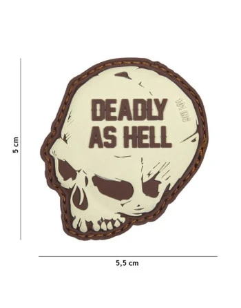 DEADLY AS HELL  3D PVC Patch, Coyote/Sand