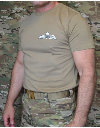 ParaWings T-shirt i MTS-Khaki, lille hvid hollandsk vinge på bryst