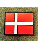 Dannebrog, Stor PVC med Velcro (6,5x5cm), Rød/hvid