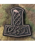 Thors Hammer med drage, PVC-Patch, Tan/sort