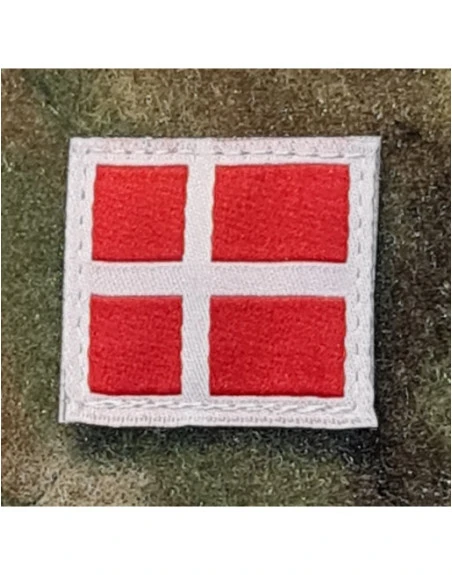 Dannebrog, lille, vævet med Velcro, Rød/hvid