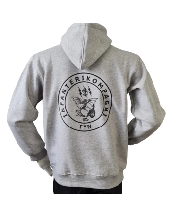 Lancer - Hoodie, grå med INFANTERIKOMPAGNI FYN tryk på ryg