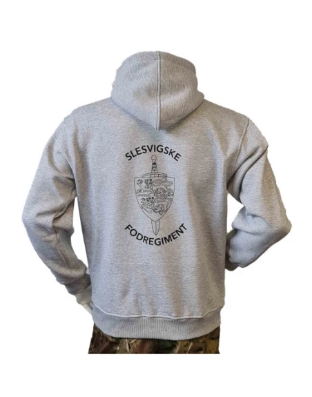 Lancer - Hoodie u/zip, Grå med SLESVIGSKE FODREGIMENT tryk på ryg