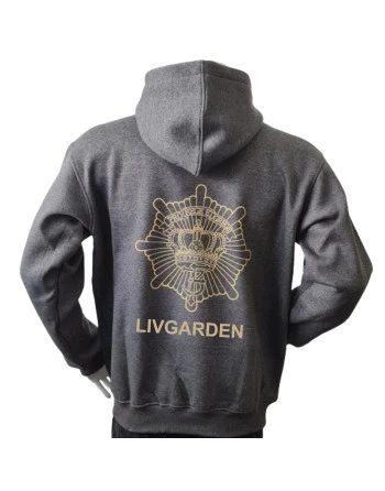 Lancer - Hoodie u/zip, Mørkegrå med LIVGARDEN tryk på ryg
