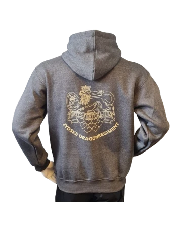 Lancer - Hoodie u/zip, Mørkegrå med JYDSKE DRAGONREGIMENT tryk på ryg