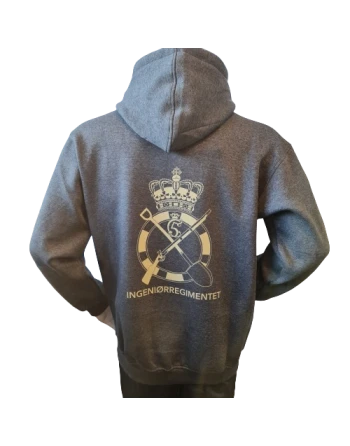 Lancer - Hoodie u/zip, Mørkegrå med INGENIØRREGIMENTET tryk på ryg