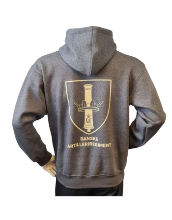 Lancer - Hoodie u/zip, Mørkegrå med DANSKE ARTILLERIREGIMENT tryk på ryg