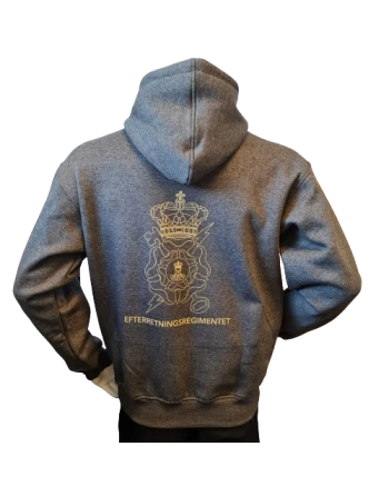 Lancer - Hoodie u/zip, Mørkegrå med EFTERRETNINGSREGIMENTET tryk på ryg