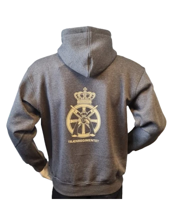 Lancer - Hoodie u/zip, Mørkegrå med TRÆNREGIMENTET tryk på ryg