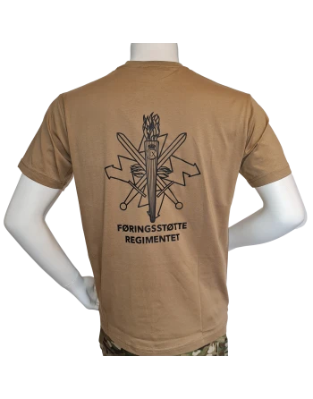 LANCER T-shirt i MTS-Khaki, m. Føringsstøtteregimentets Regimentsmærke trykt på brystet.