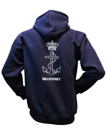 Lancer Hoodie med Søværnets Emblem, trykt på ryg, Marineblå