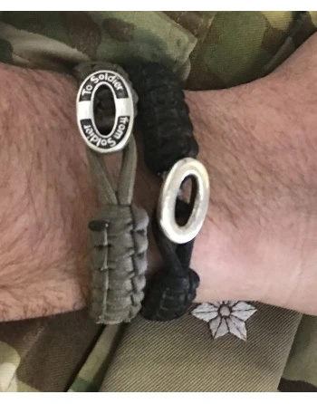 From Soldier To Soldier - Armbånd, sort med forgyldt hjerte