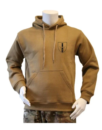 Lancer - Hoodie, MTS-Khaki med DANSKE ARTILLERIREGIMENT tryk på ryg