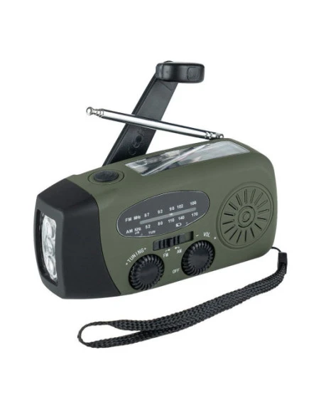 Fosco - Nødradio FM/AM, lygte og Powerbank, Oliven