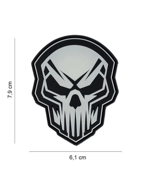 Angry Skull, Selvlysende 3D PVC Patch Angry Skull, Selvlysende 3D PVC Patch