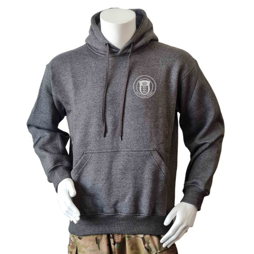 Lancer Hoodie, Mørkegrå med POHVK Storstrømmen, tryk på ryg