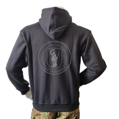Hoodie, sort med HVK Fredericia, tryk på ryg