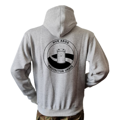 Lancer Hoodie, Grå med HVK AROS, tryk på ryg