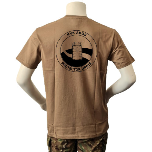 LANCER - T-shirt, MTS-Khaki m. HVK Aros, tryk på bryst