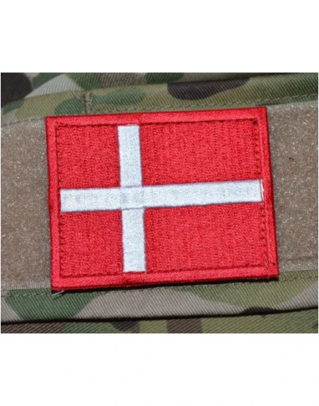Dannebrog, stor med Velcro, Rød/hvid