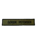 4 stk. Navnemærke, Velcro, oliven med sort tekst